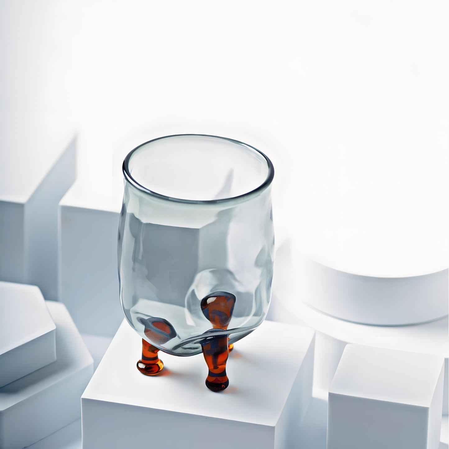 Eye Candy Cocktail Glass with a unique design featuring a clear glass body and quirky orange legs, perfect for stylish drinkware in modern dining.